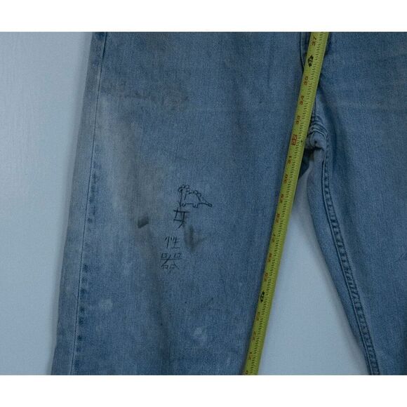 Levis 505 Regular Fit Light‎ Blue Jeans **THRASHED** 36x34 - Picture 7 of 8